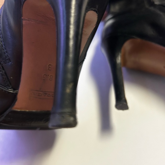 COACH Susette Black Leather Boots Stiletto Heels Womens 8.5 Like New - Picture 8 of 16